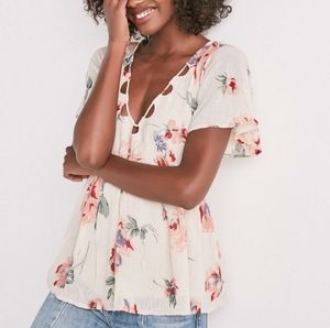 Lucky Brand Floral Flutter Top